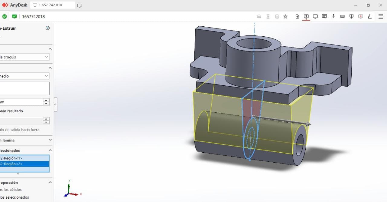 Operación de extrusión en SolidWorks